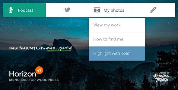 Horizon Menu Bar Plugin for WordPress